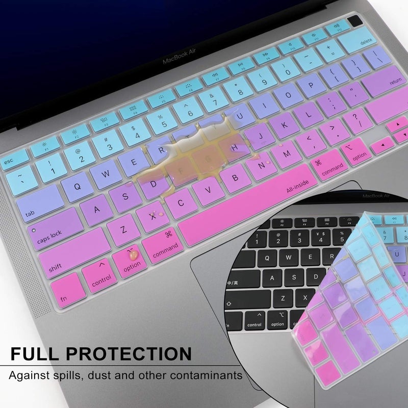 Allinside Silicone Keyboard Cover for New MacBook Air 13 inch A2179 Released in 2020 with Touch ID and Retina Display US Version, Ombre Blue Pink - Image 4